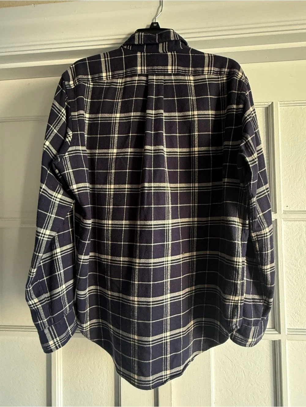 Polo Ralph Lauren Classic Fit Plaid Flannel Shirt Men’s Medium Navy White Cotton